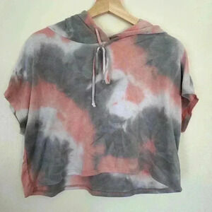 Lovely J Tie Dye Cropped Hoodie Women’s Size Large Pullover Sweatshirt Y2K